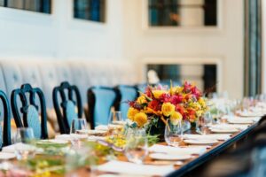 Table with Chairs and Flowers